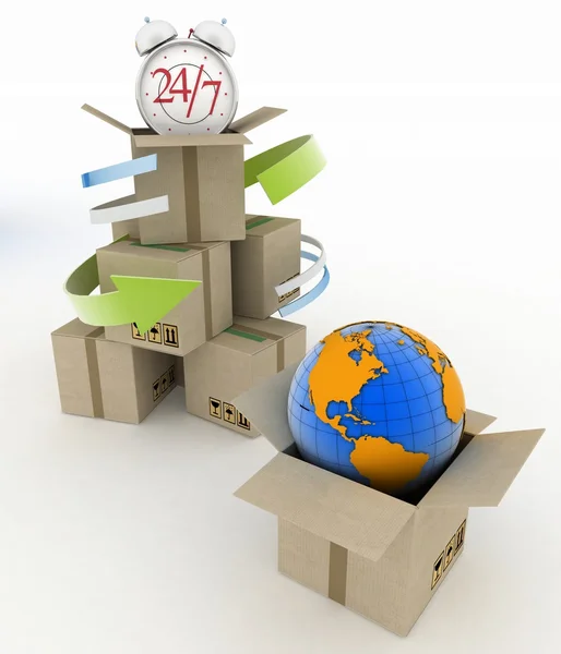 Executing online delivery of goods in the stream 24 hours — Stock Photo, Image