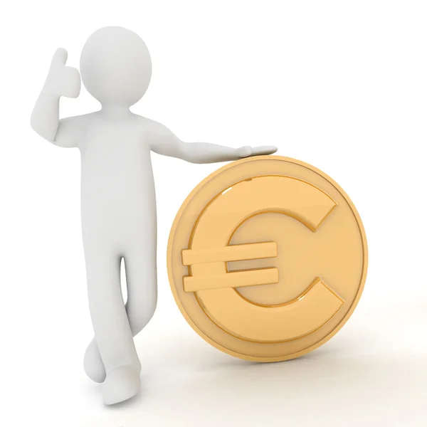 3d man rely on euro — Stock Photo, Image