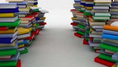 kitap yığınları 3D çizimi