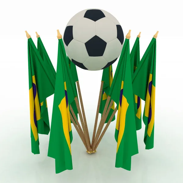 Soccer ball with brazil flags — Stock Photo, Image