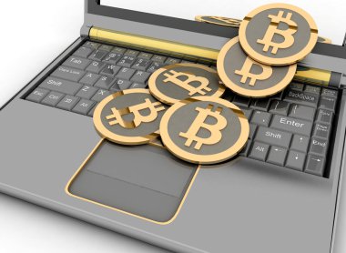 bitcoins laptop. Elektronik kazanç anlayışı.