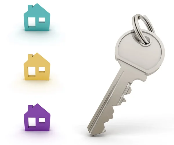 Set of houses models and Key. — Stock Photo, Image