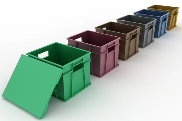 Offene Kunststoffbehälter mit Deckel — Stockfoto