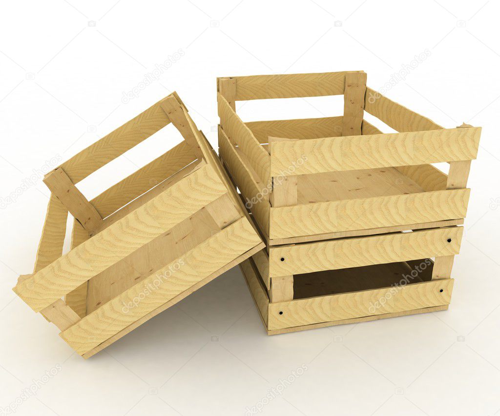 Empty wooden boxes. Containers for fruits and vegetables — Stock Photo