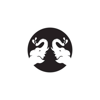 Fil simgesi ve sembol vektör şablonu çizimi