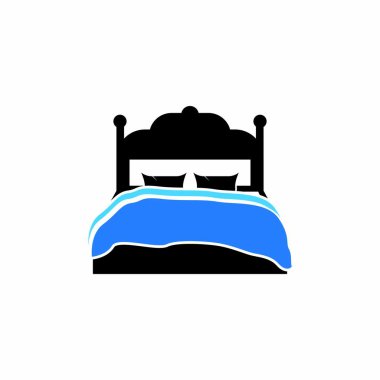Yatak simgesi ve sembol vektör şablonu çizimi