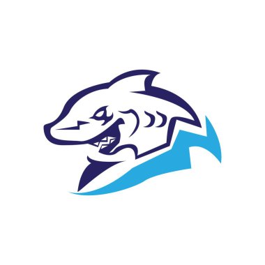 Köpekbalığı simgesi ve sembol vektör illüstrasyonu