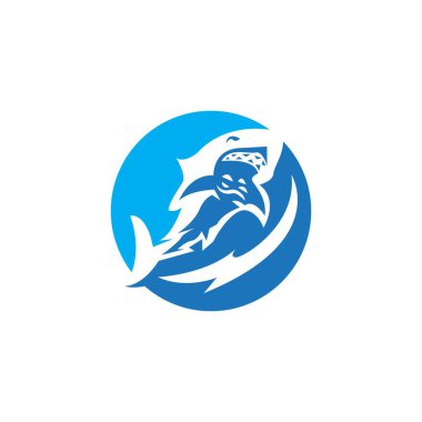 Köpekbalığı simgesi ve sembol vektör illüstrasyonu