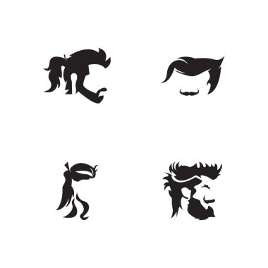 Saç biçimi simgesi ve sembol vektör şablonu çizimi