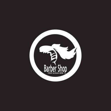 Saç biçimi simgesi ve sembol vektör şablonu çizimi