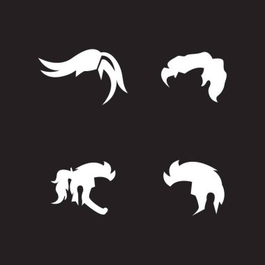 Saç biçimi simgesi ve sembol vektör şablonu çizimi