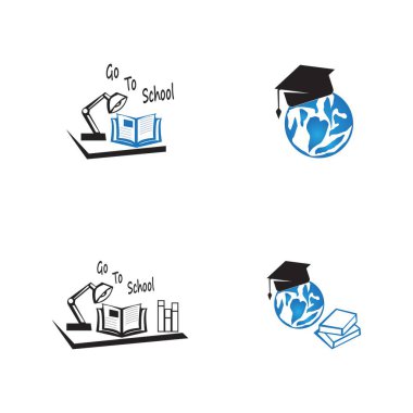 Okul simgesine ve sembol vektör şablonuna git