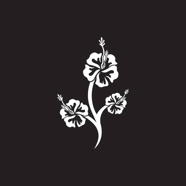 花のアイコンと黒の背景のシンボル — ストックベクタ