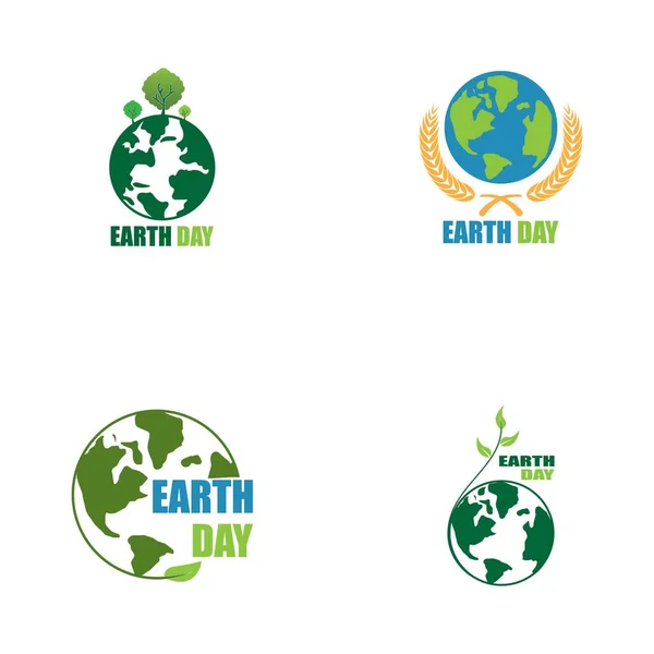 Día Tierra Ecología Logo Vector Plantilla — Vector de stock