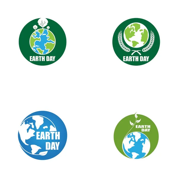 Día Tierra Ecología Logo Vector Plantilla — Vector de stock