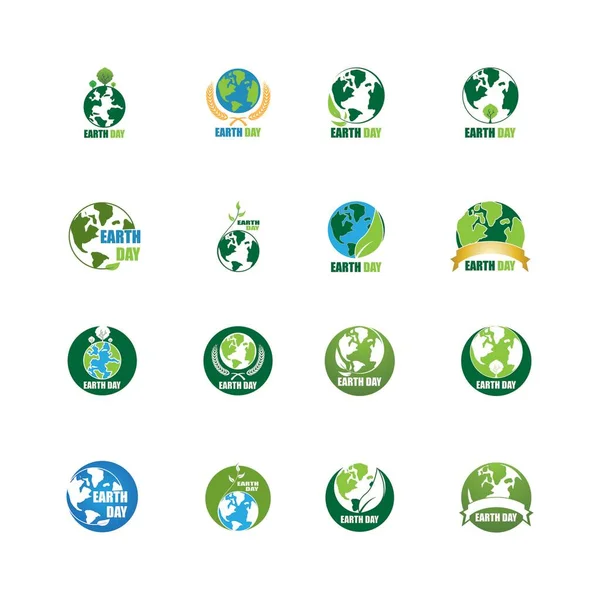 Earth Day Ecology Logo Vector Template — Stock Vector