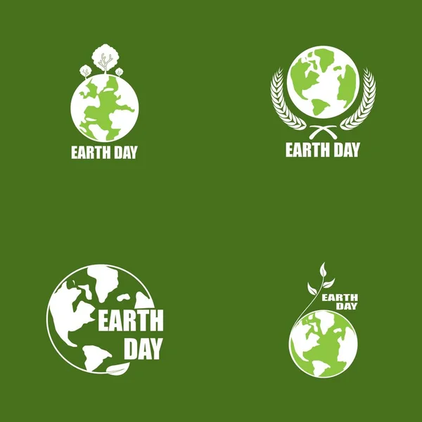 Día Tierra Ecología Logo Vector Plantilla — Vector de stock