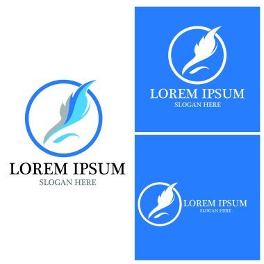 Tüy kalem logo vektör şablonu