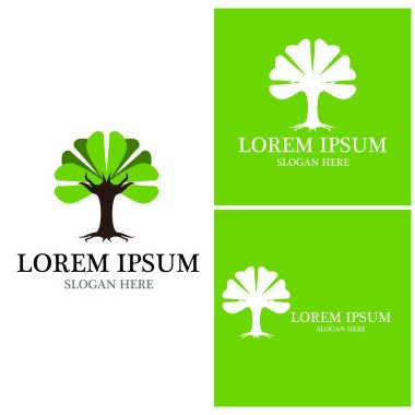 Ağaç simgesi ve sembol vektör şablonu