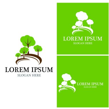 Ağaç simgesi ve sembol vektör şablonu