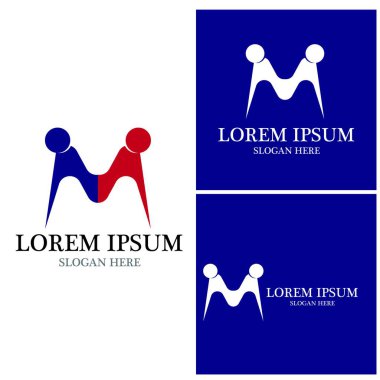 M Harfi Logo Şablonu vektör çizimi tasarımı