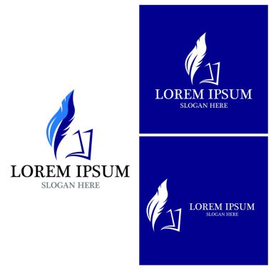 Tüy kalem logo vektör şablonu