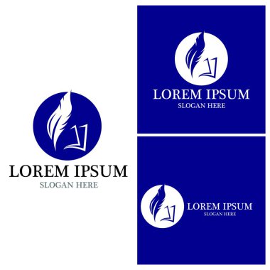 Tüy kalem logo vektör şablonu