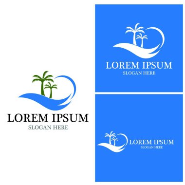 Palmiye ağacı logo şablonu vektör çizimi