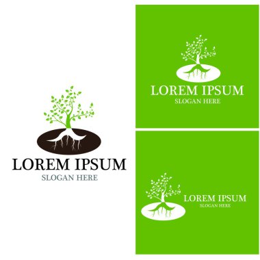 Ağaç simgesi ve sembol vektör şablonu