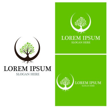Ağaç simgesi ve sembol vektör şablonu