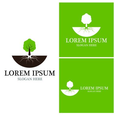 Ağaç simgesi ve sembol vektör şablonu