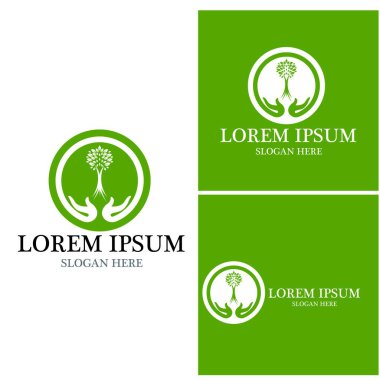 Ağaç simgesi ve sembol vektör şablonu