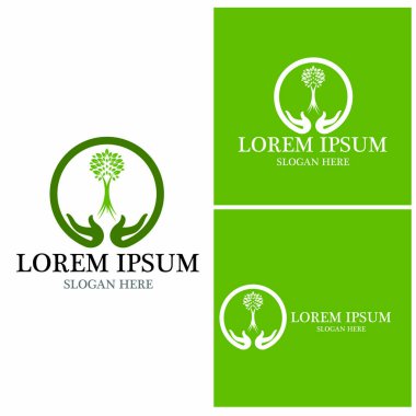 Ağaç simgesi ve sembol vektör şablonu