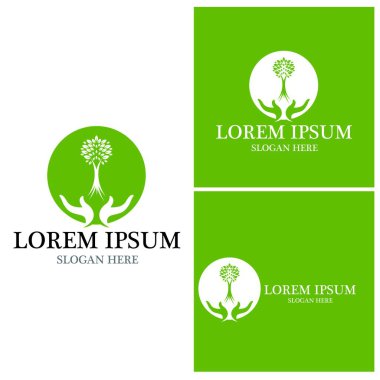 Ağaç simgesi ve sembol vektör şablonu