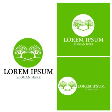 Ağaç simgesi ve sembol vektör şablonu