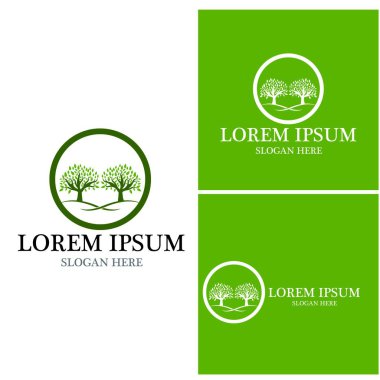 Ağaç simgesi ve sembol vektör şablonu