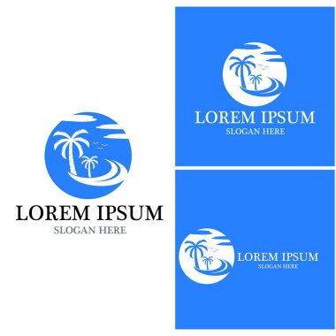 Palmiye ağacı logo şablonu vektör çizimi