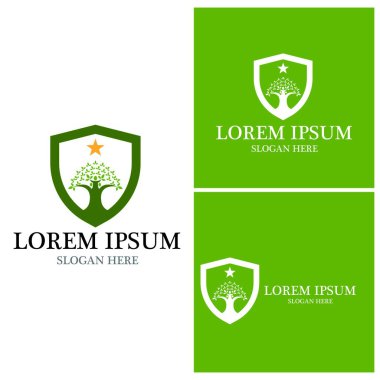 Ağaç simgesi ve sembol vektör şablonu