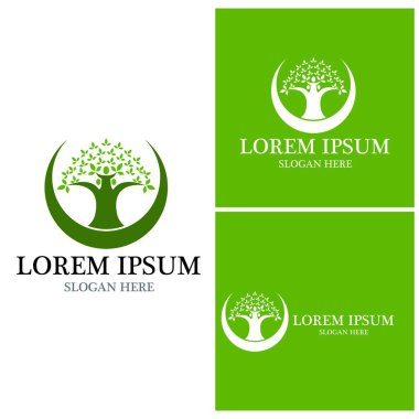 Ağaç simgesi ve sembol vektör şablonu