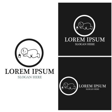 Bebek Uyku Logosu Vektör Şablonu Çizimi