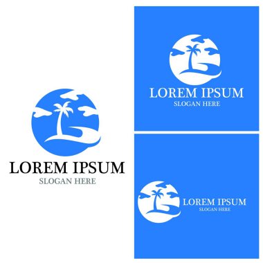 Palmiye ağacı logo şablonu vektör çizimi