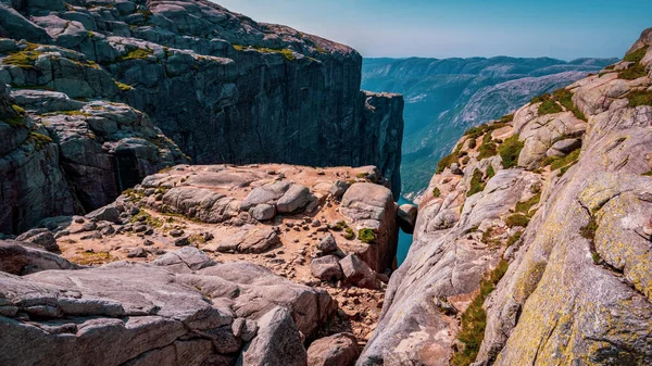 Vue Panoramique Sur Lysefjord Pulpit Rock Kjeragbolten Montagnes Norvège — Photo