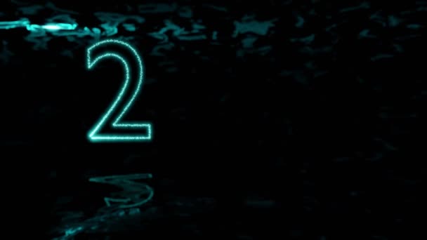 Close Blue Neon Light Writing Number 2022 Reflection Ground Happy — Stock Video