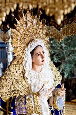 Malaga, İspanya kutsal hafta. Grace bakire.
