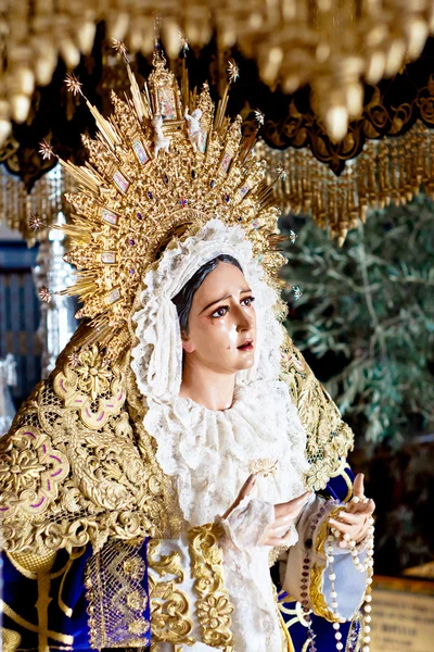 Malaga, İspanya kutsal hafta. Grace bakire. — Stok fotoğraf