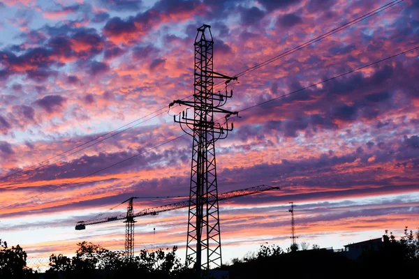 Electrical tower at sunset — Stock Photo, Image