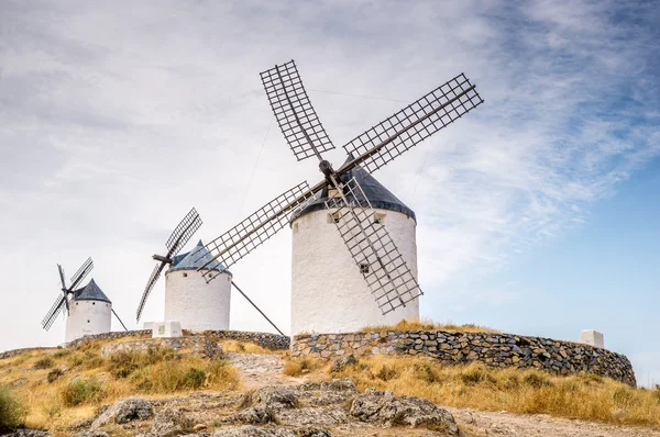 Větrné mlýny v Consuegra, Španělsko — Stock fotografie