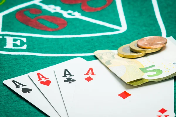 Four aces and euros — Stock Photo, Image