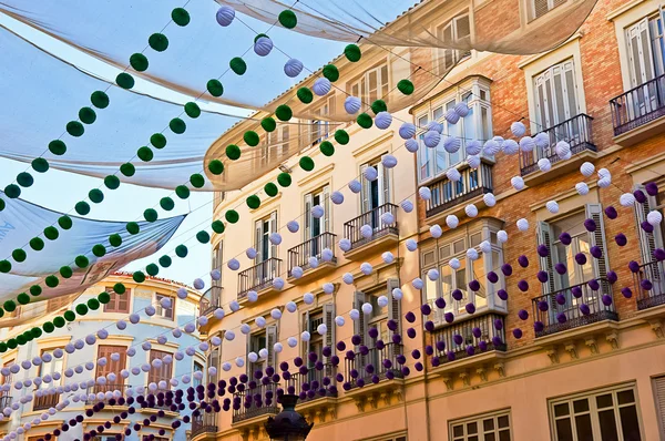 Málaga em feira, Espanha. Larios vista de rua . Fotos De Bancos De Imagens