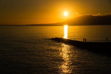 Rincon de la victoria, günbatımı, malaga, İspanya